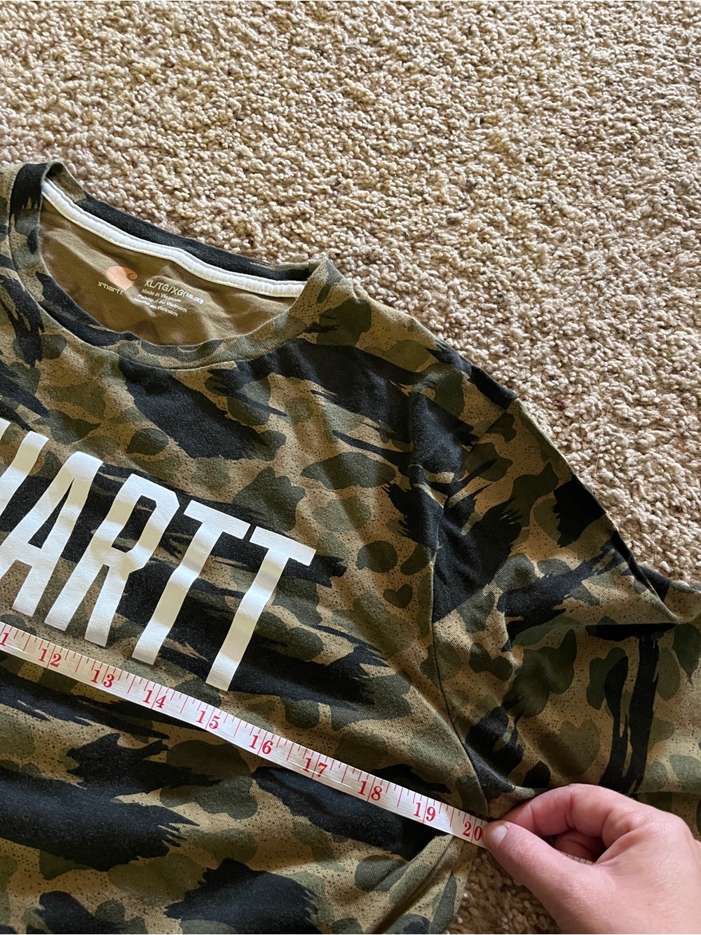 Carhartt Camo Long Sleeve Tee in Olive and Black with White Logo - Picture 2 of 2